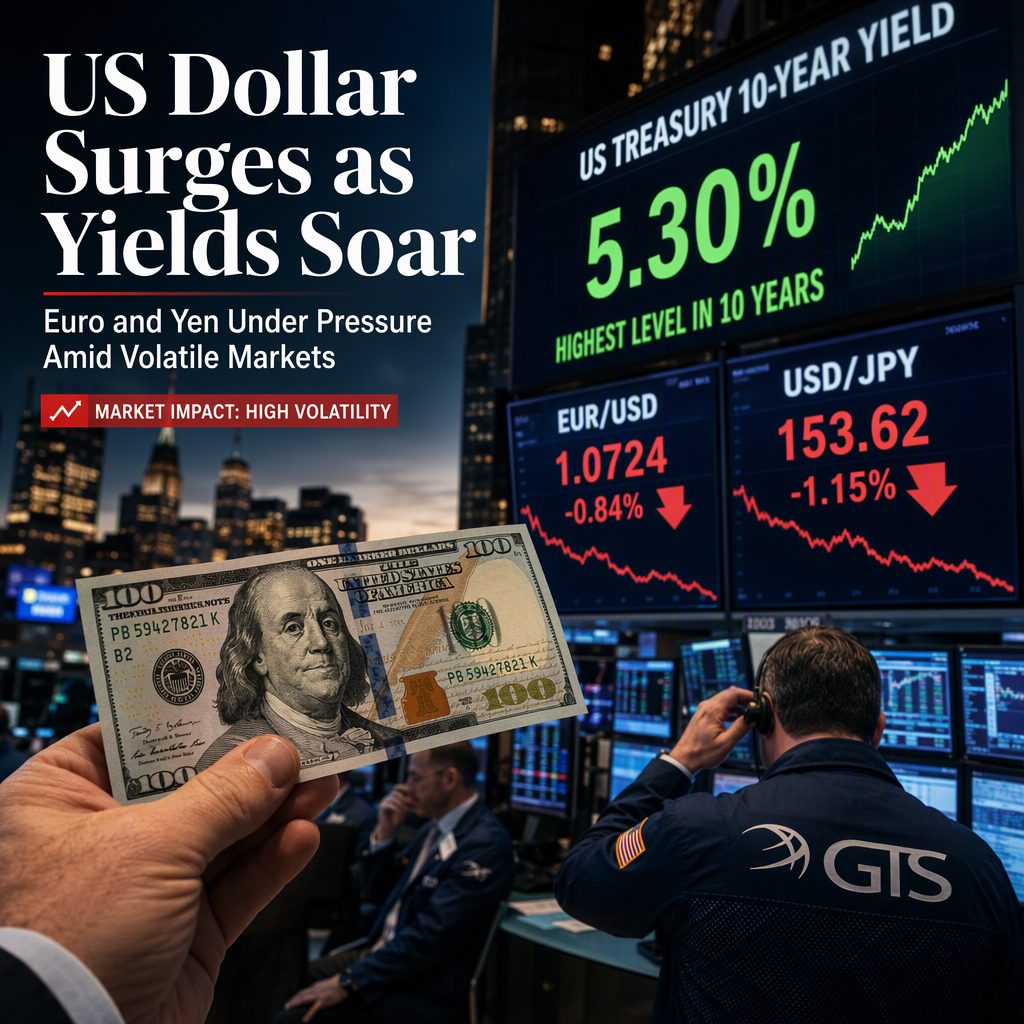 US Dollar Strengthens as Treasury Yields Hit Decade Highs, Pressuring Euro and Yen