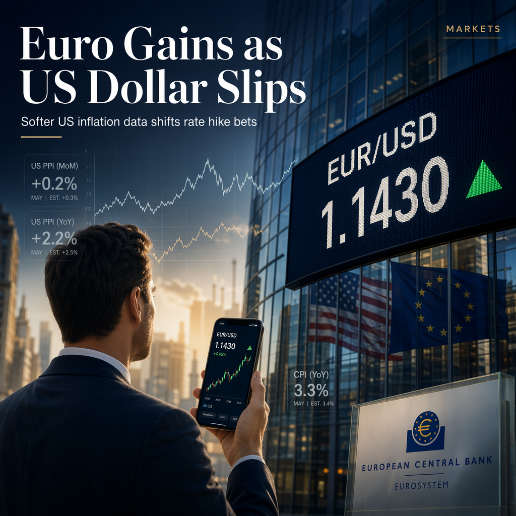 Euro Rises as US Dollar Weakens on Softer-Than-Expected US PPI Data