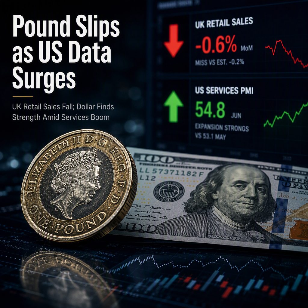 Pound Sterling Slips as UK Retail Sales Disappoint, US Services PMI Surges
