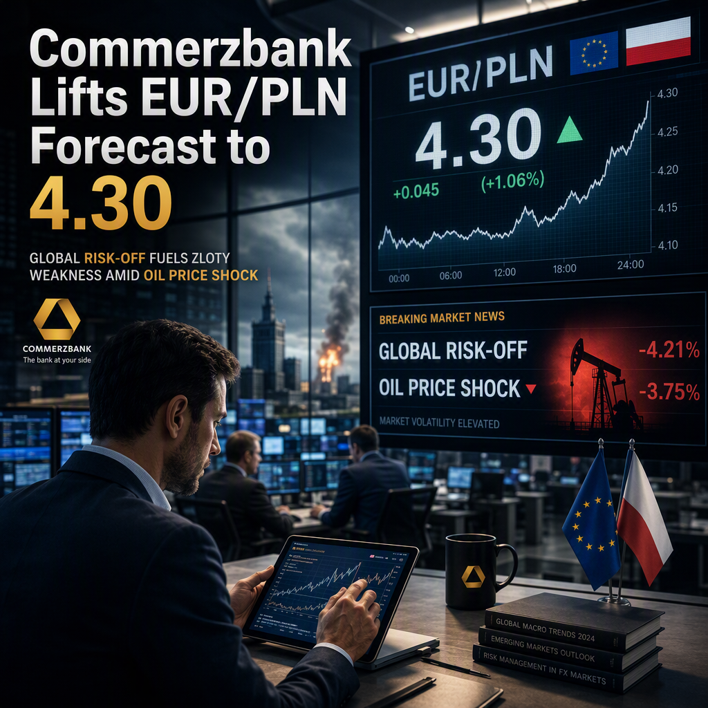 Commerzbank Raises Near-Term EUR/PLN Forecast to 4.30 Amid Global Risk-Off Sentiment
