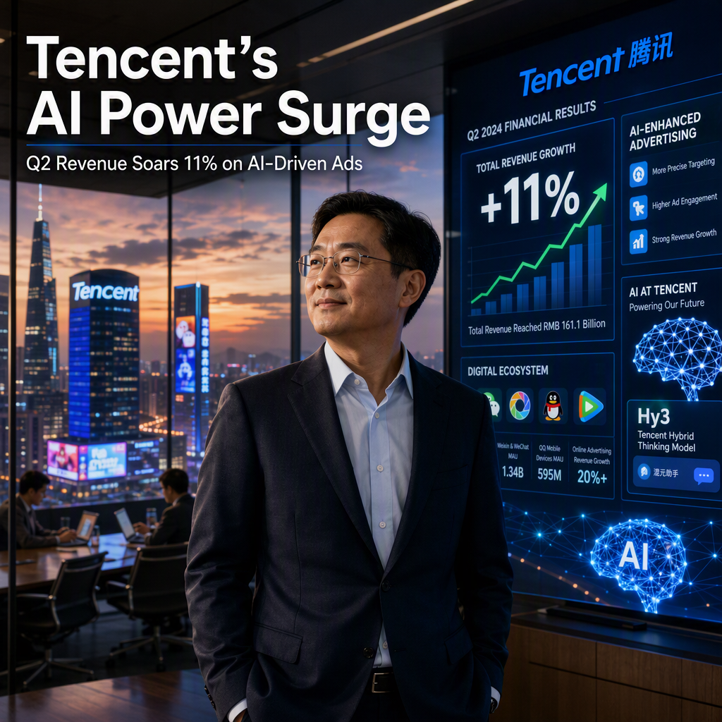 Tencent Surpasses Q2 Estimates with 11% Revenue Growth Driven by AI-Enhanced Advertising