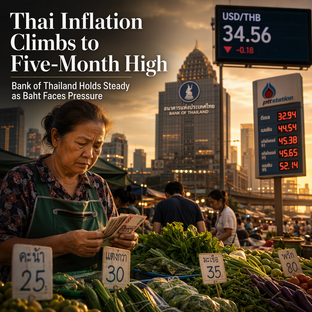 Thai Inflation Hits Five-Month High, BoT Expected to Hold Rates Amid Baht Downside Risks