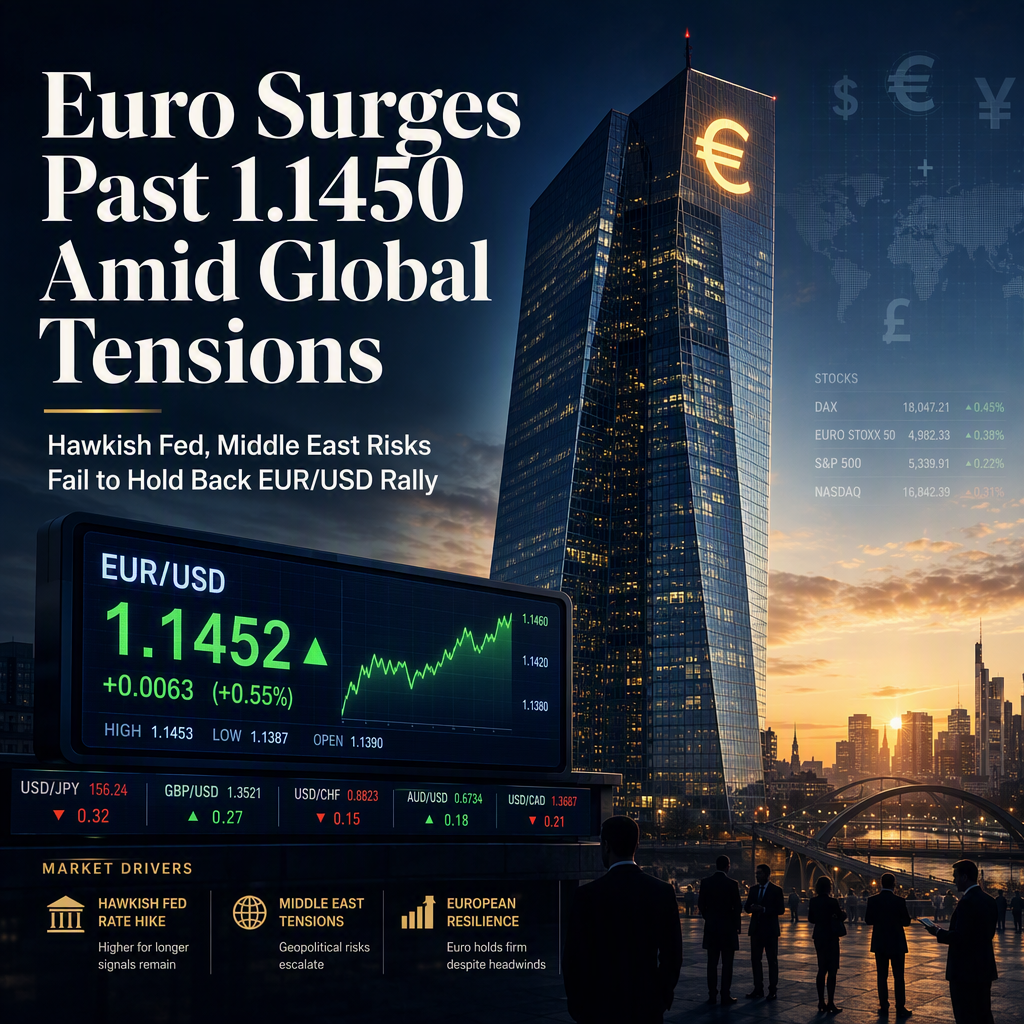 Euro Rises Above 1.1450 Despite Fed's Hawkish Rate Hike and Middle East Tensions