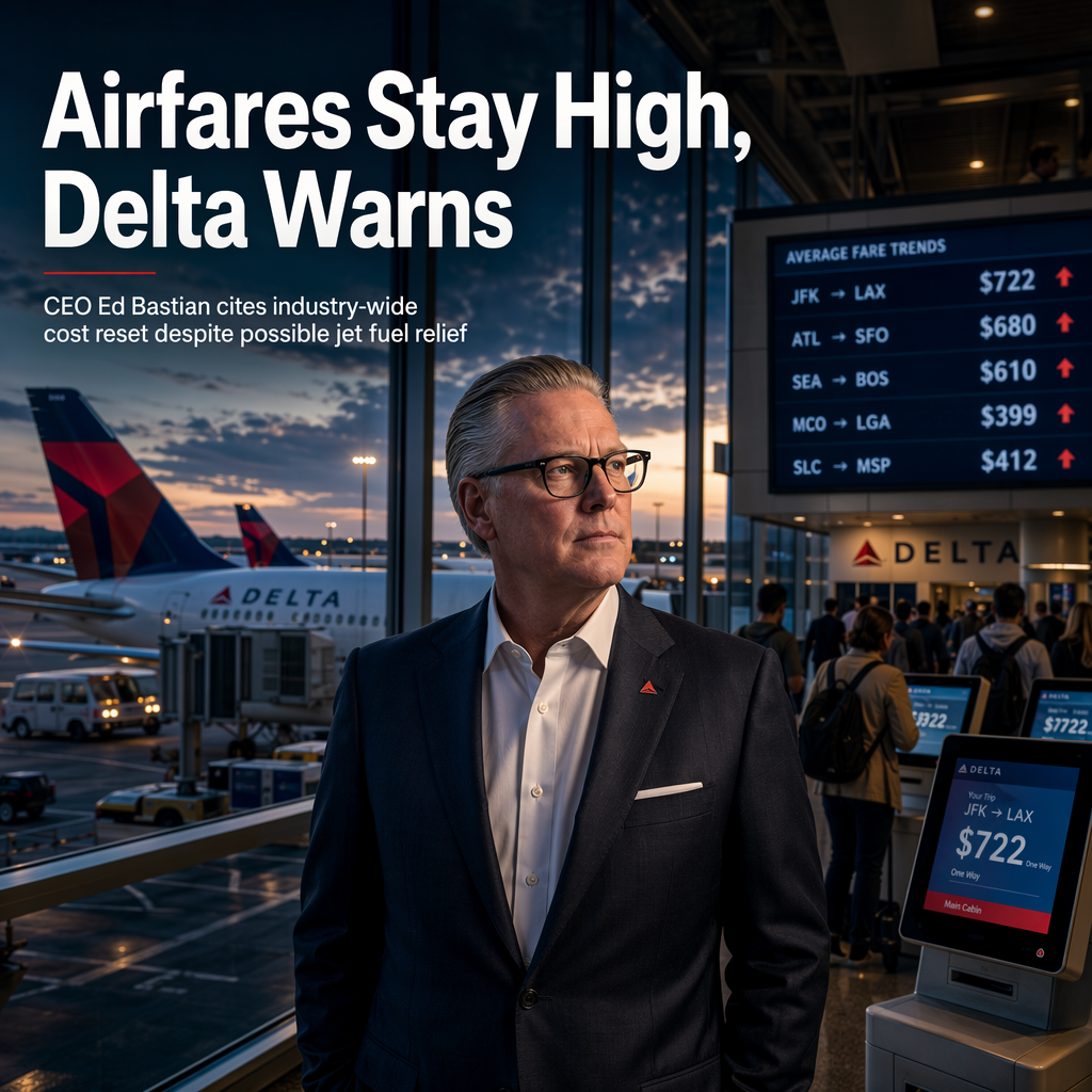 Delta CEO Signals Persistently High Airfares Despite Potential Jet Fuel Price Declines