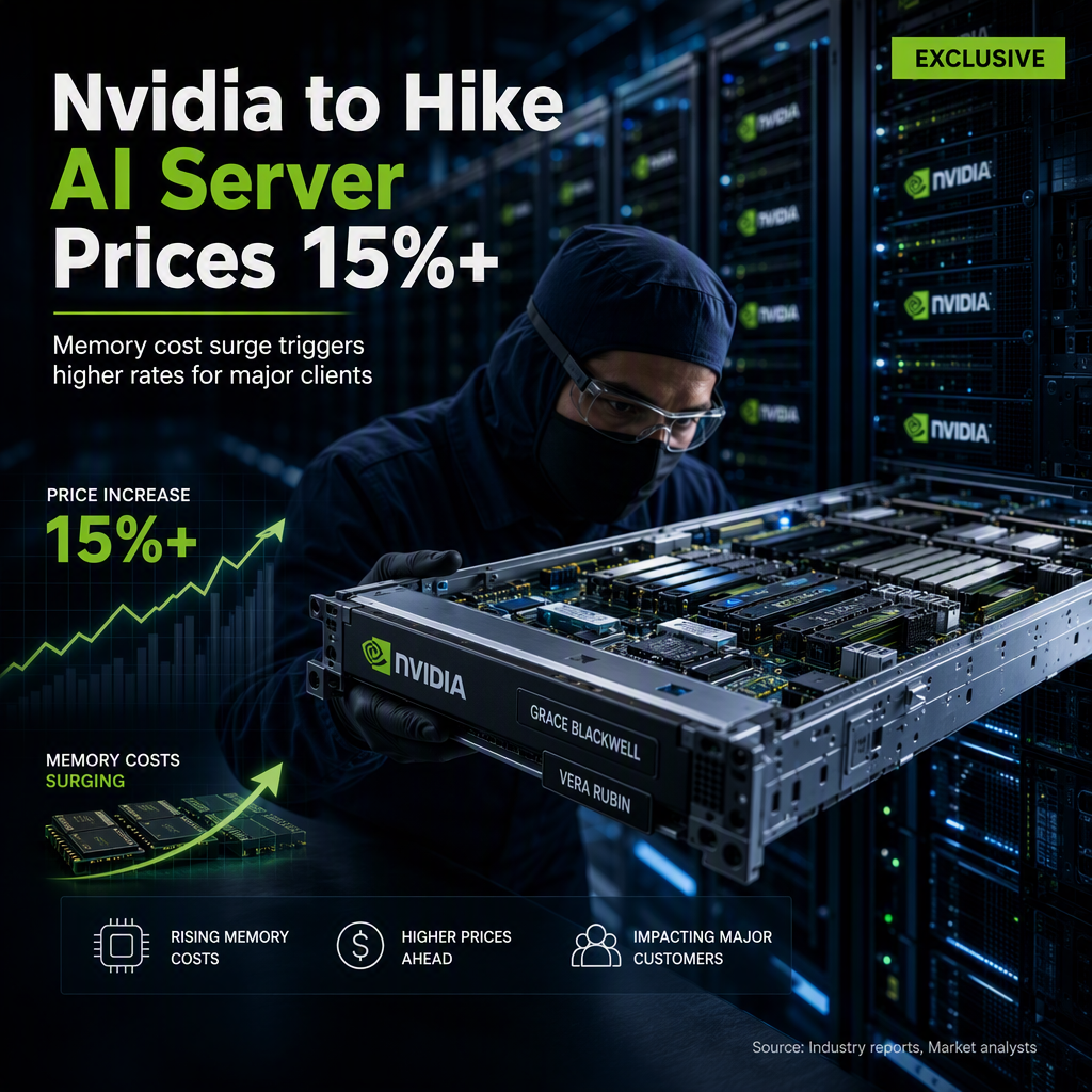 Nvidia to Raise AI Server Prices Over 15% for Major Customers Amid Rising Memory Costs