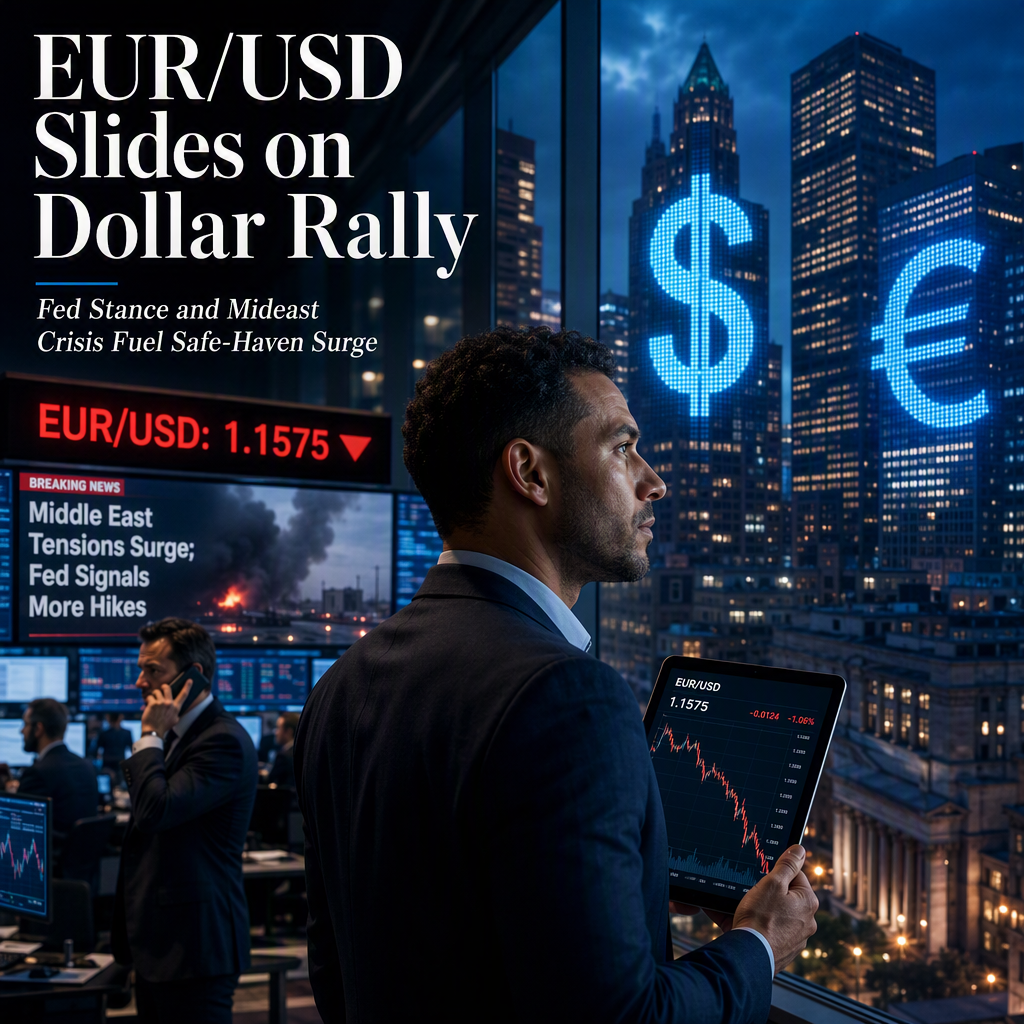 EUR/USD Slips Below 1.1600 as Fed Hawkishness and Middle East Tensions Boost US Dollar