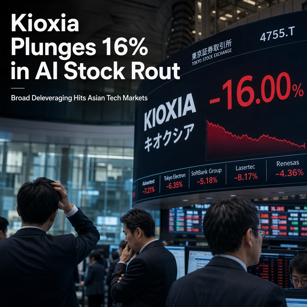 Kioxia Shares Plunge 16% Amid Broad AI Stock Deleveraging in Asia