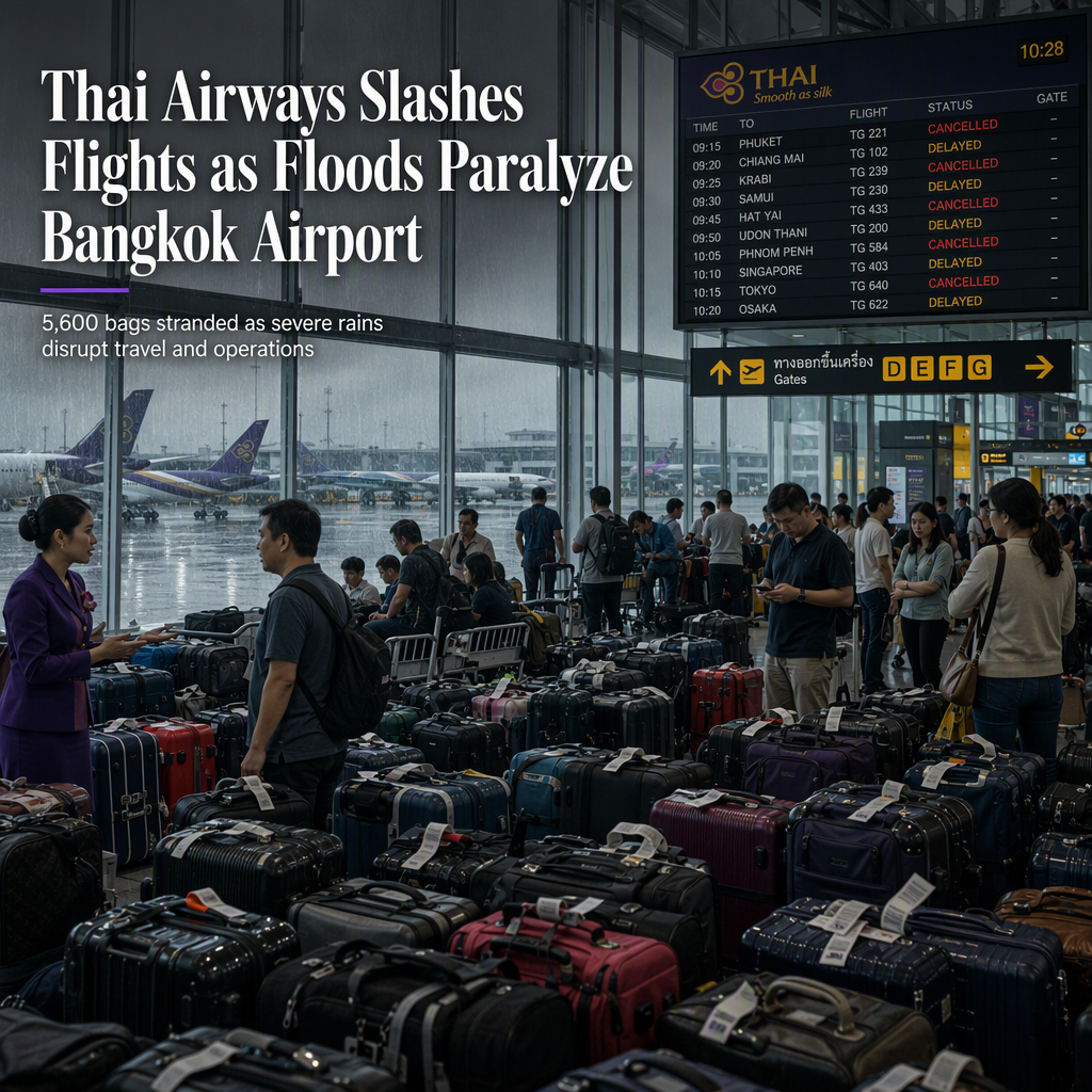 Thai Airways Cuts 30% of Flights Amid Severe Flooding at Bangkok Airport
