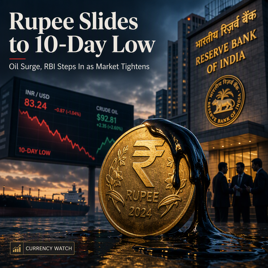 Indian Rupee Hits 10-Day Low as Rising Oil Prices Tighten Market and RBI Steps Up Intervention