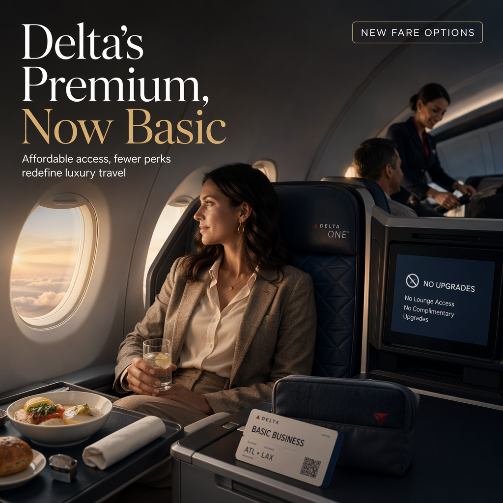 Delta Air Lines Launches Lower-Cost Basic Fares for Premium Cabins, Reducing Perks