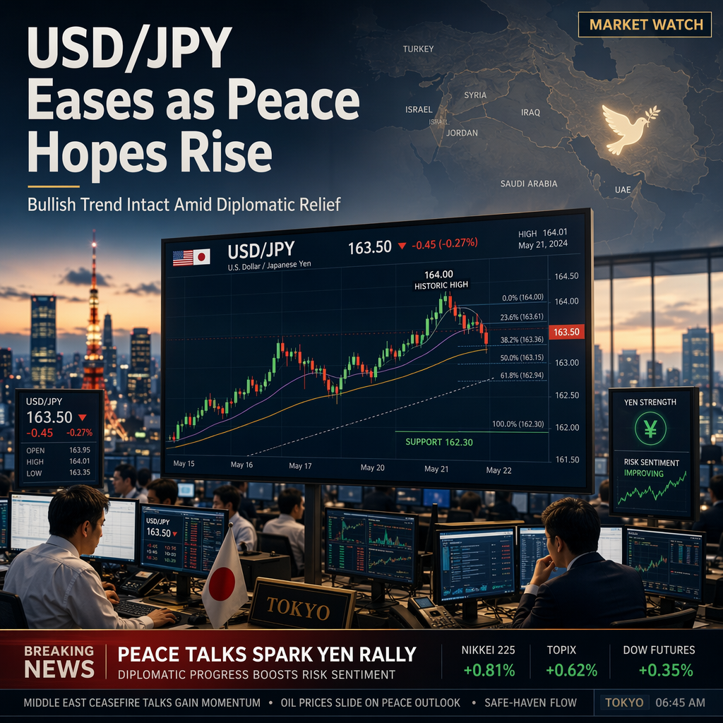 USD/JPY Pulls Back to 163.50 Amid Middle East Peace Hopes, Bullish Trend Persists