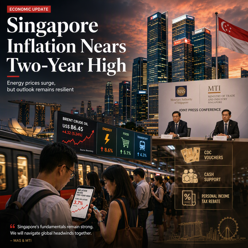 Singapore Inflation Hits Near Two-Year High but Falls Short of Expectations Amid Rising Energy Prices