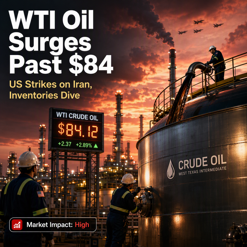 WTI Oil Surges Above $84 as US Resumes Strikes on Iran, Inventories Plunge