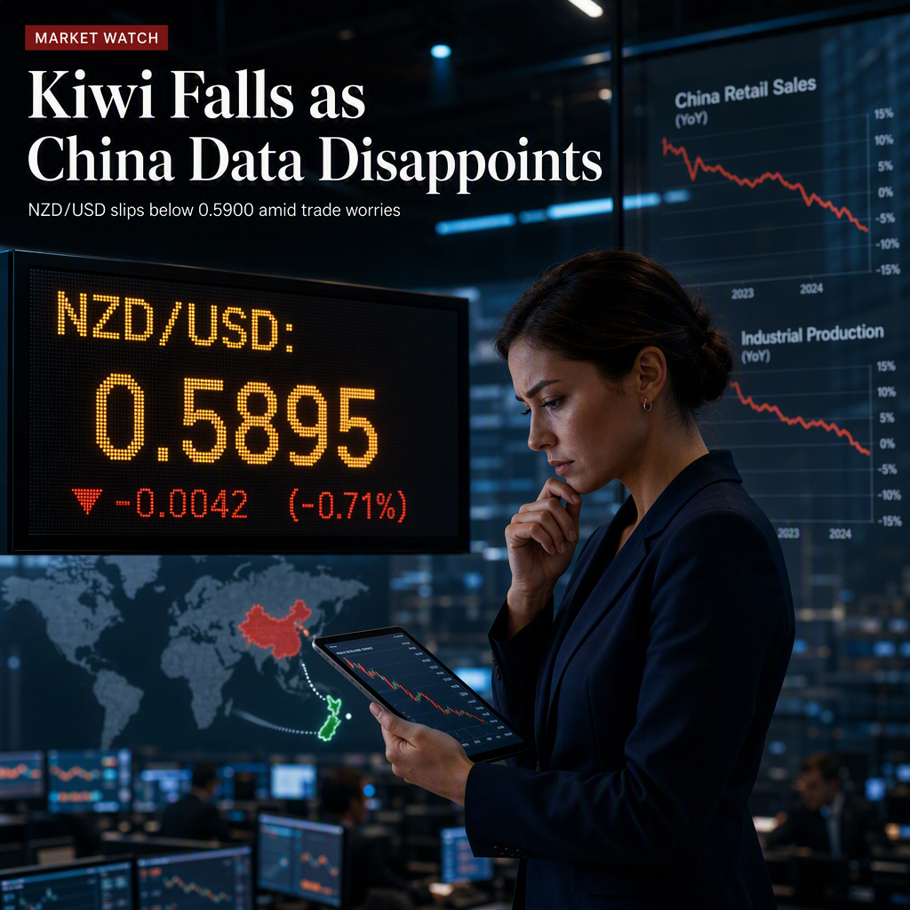 NZD/USD Slips Below 0.5900 as Weak Chinese Data Dampens Kiwi Outlook
