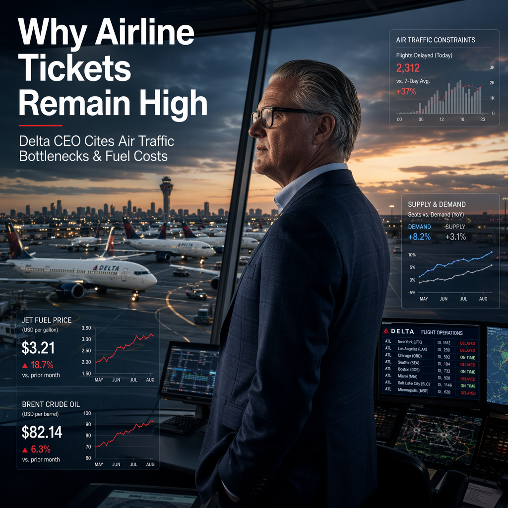 Delta CEO Ed Bastian Cites Air Traffic Bottlenecks and Fuel Costs as Key Drivers of High Ticket Prices