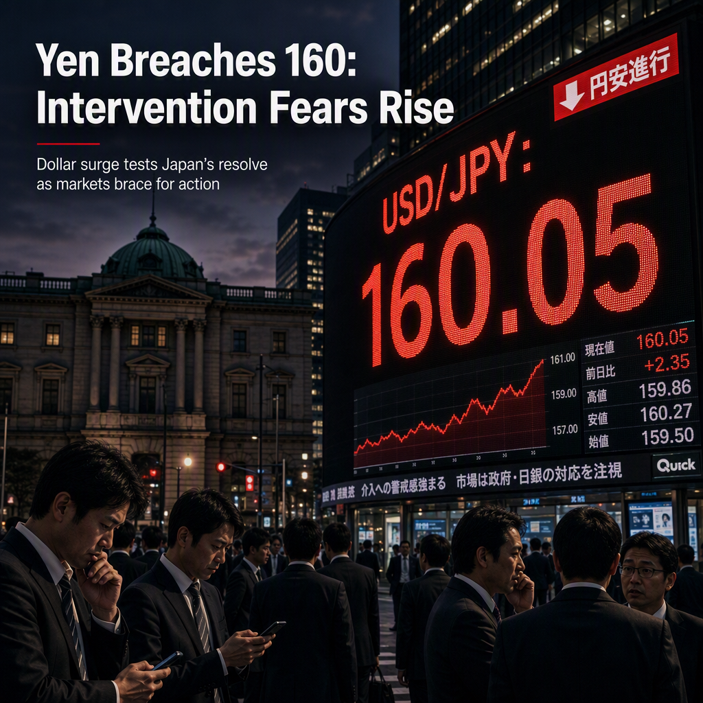 Yen Breaches 160 Per Dollar Amid Fed Hawkishness, Raising Intervention Speculation