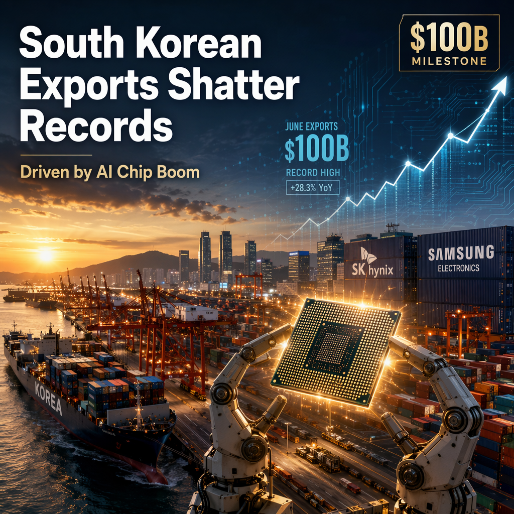 South Korean Exports Hit Record $100 Billion in June on Soaring Chip Demand