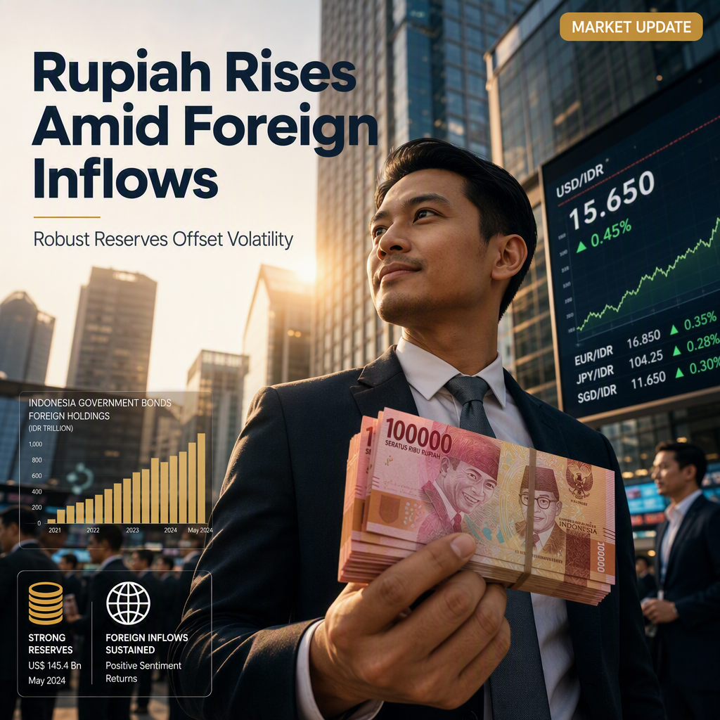 Indonesian Rupiah Strengthens on Renewed Foreign Inflows Despite Slight Dip in Reserves