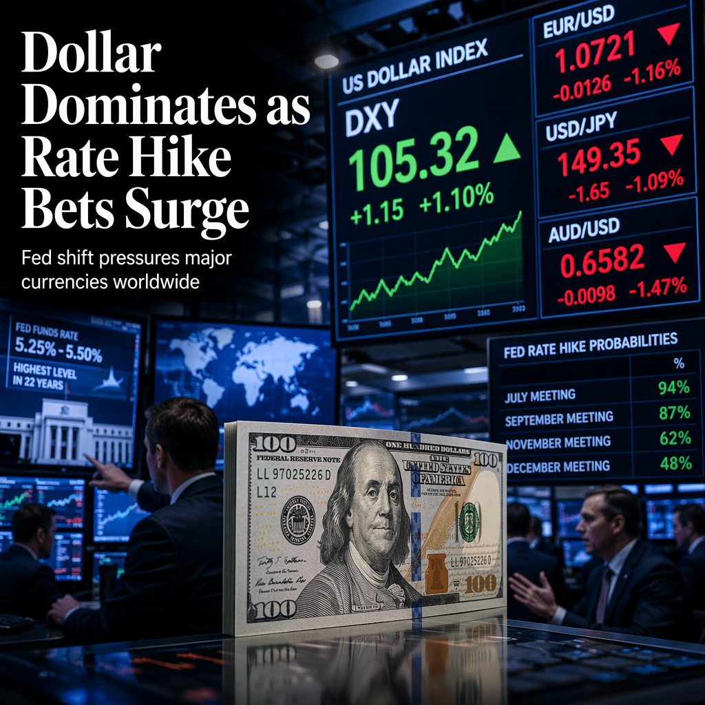 US Dollar Surges as Fed Rate Hike Bets Intensify, Pressuring Major Currencies