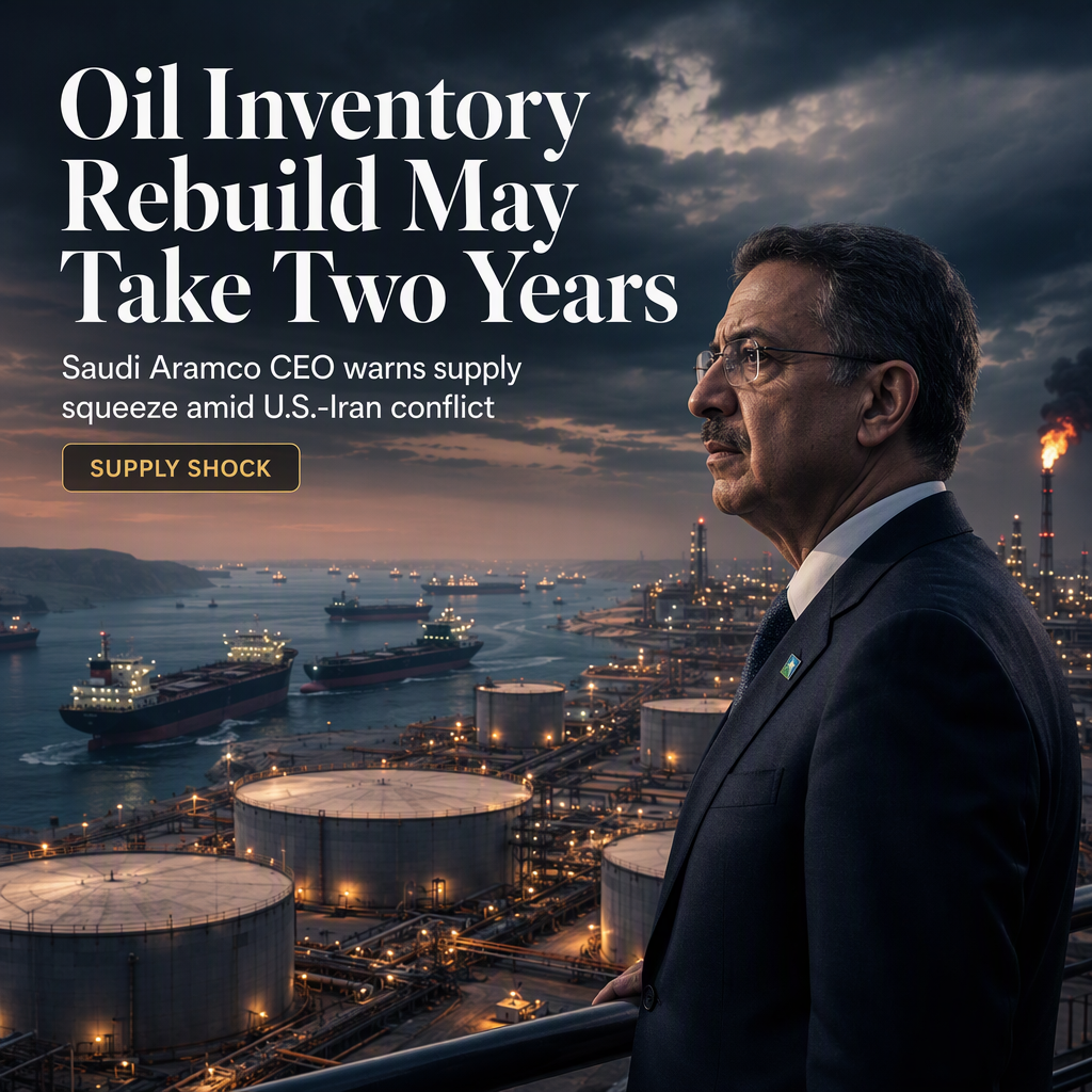 Saudi Aramco CEO Warns Global Oil Inventory Replenishment Could Take Two Years Amid U.S.-Iran War