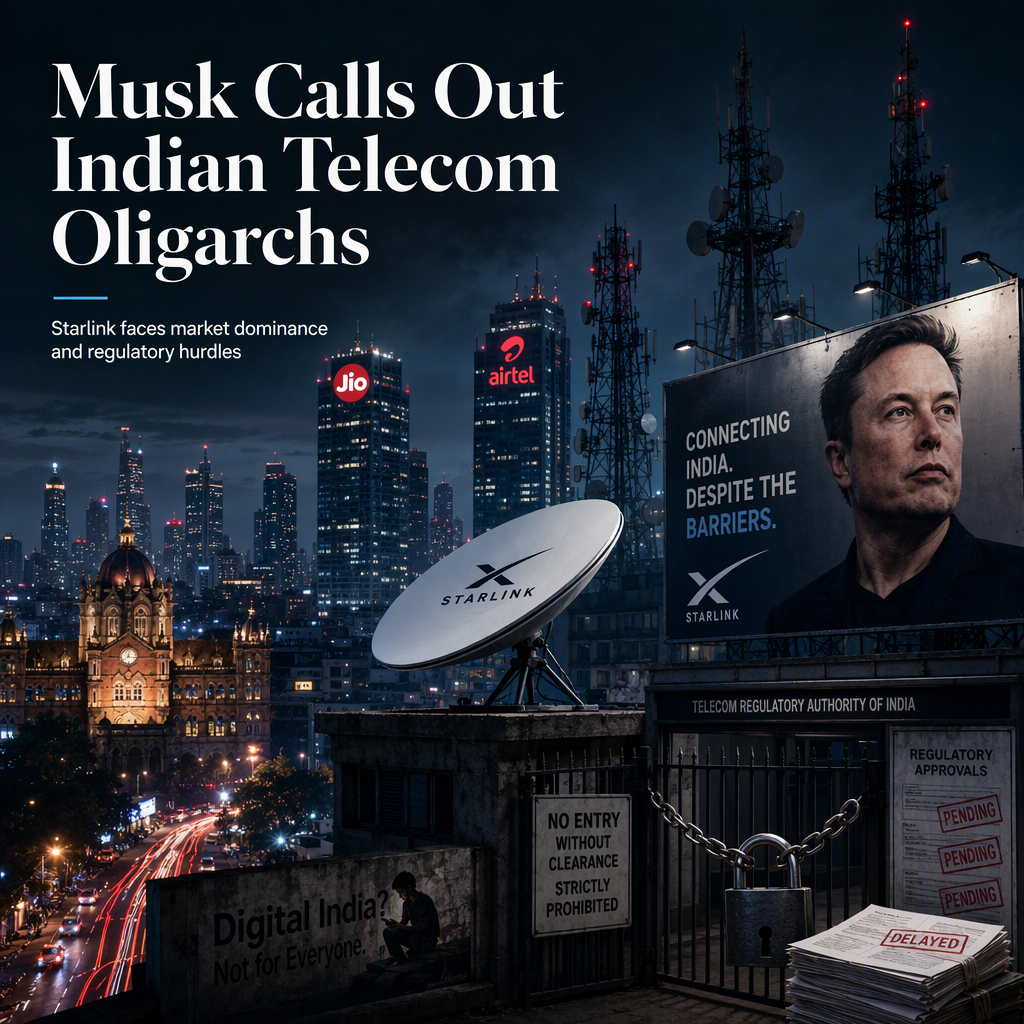 Elon Musk Accuses Indian Telecom 'Oligarchs' of Blocking Starlink Launch to Protect Market Dominance