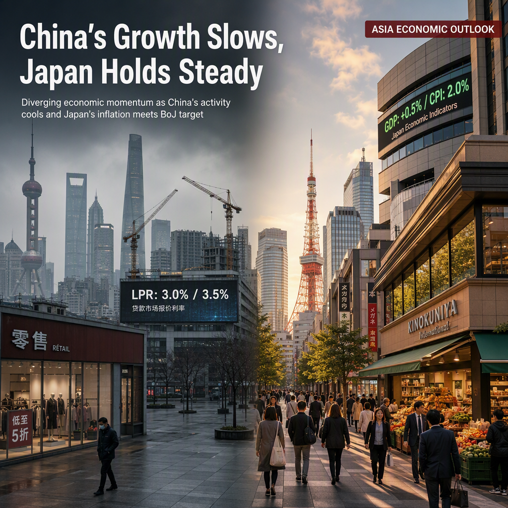China's Economic Activity Slows as LPR Holds Steady; Japan's GDP and Inflation Show Stability Near BoJ Target