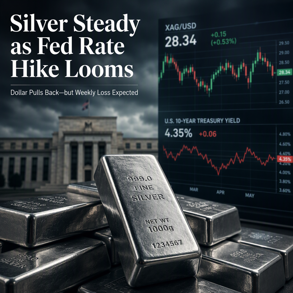 Silver Holds Steady Amid Dollar Pullback, But Faces Weekly Loss as Fed Rate Hike Bets Rise