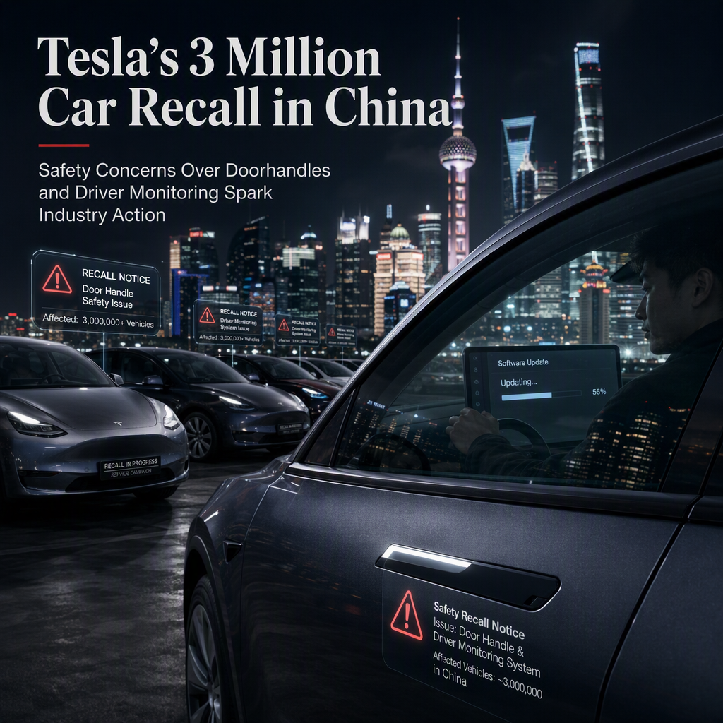 Tesla Recalls 3 Million Vehicles in China Over Doorhandle and Driver Monitoring Safety Concerns
