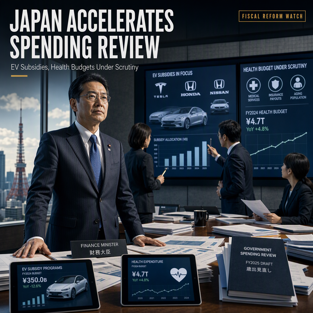 Japan to Intensify Government Spending Review, Targeting EV Subsidies and Health Expenditures