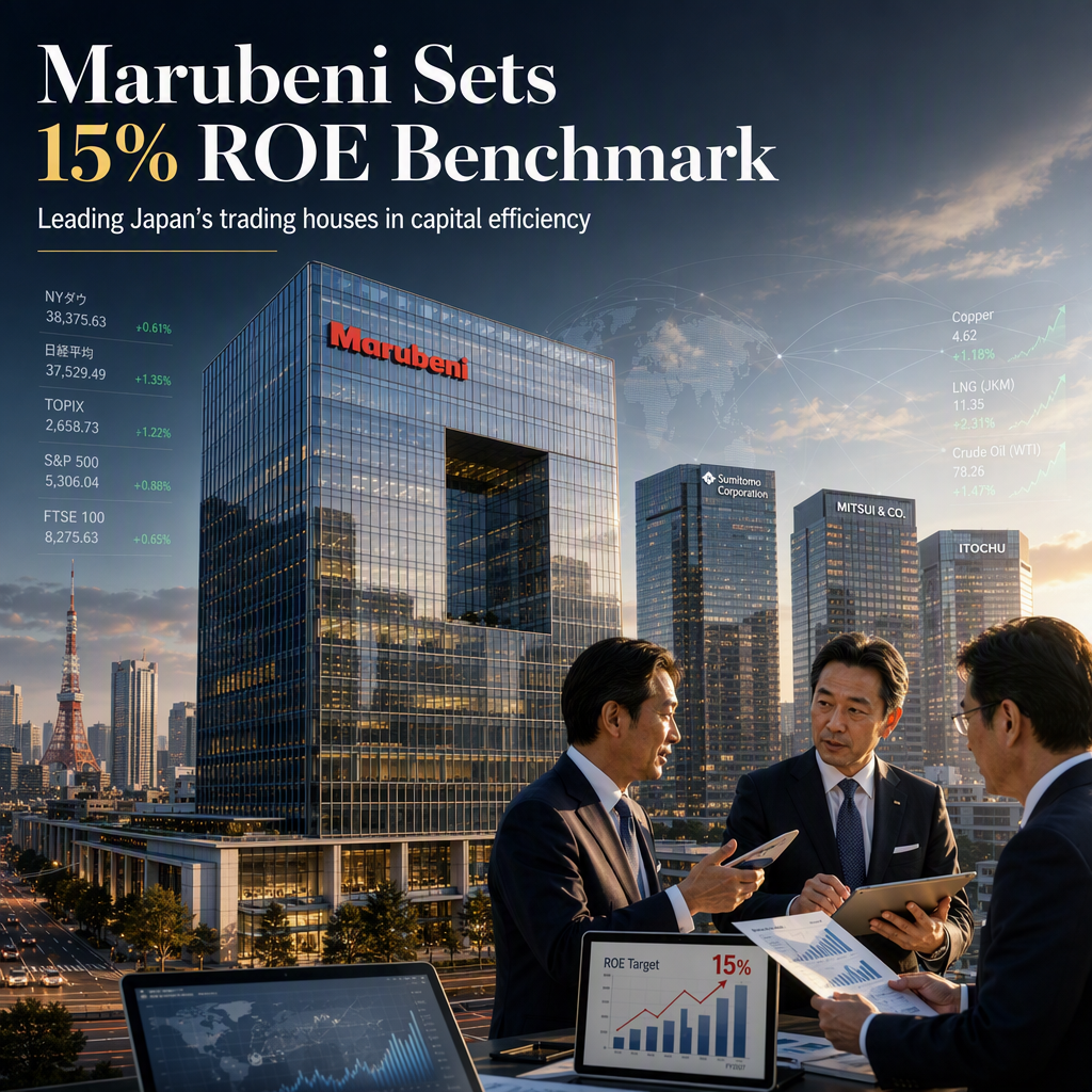 Marubeni Sets Ambitious 15% ROE Target, Leading Japan's Trading Houses in Capital Efficiency Drive
