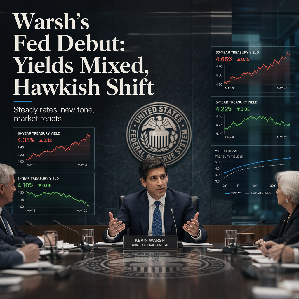 Treasury Yields Mixed as Warsh Leads First Fed Meeting With No Rate Change, Signals Hawkish Stance