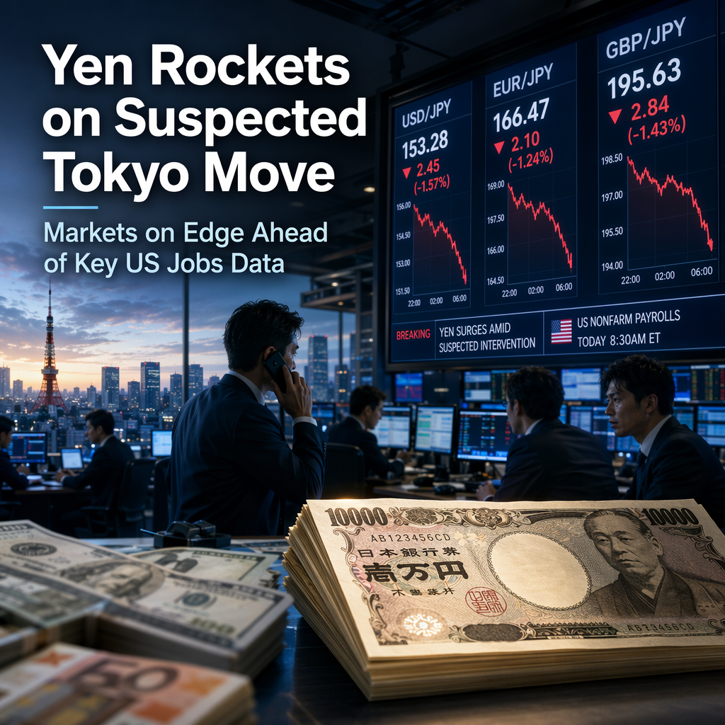 Japanese Yen Surges Amid Suspected Intervention as Markets Await US Nonfarm Payrolls Data