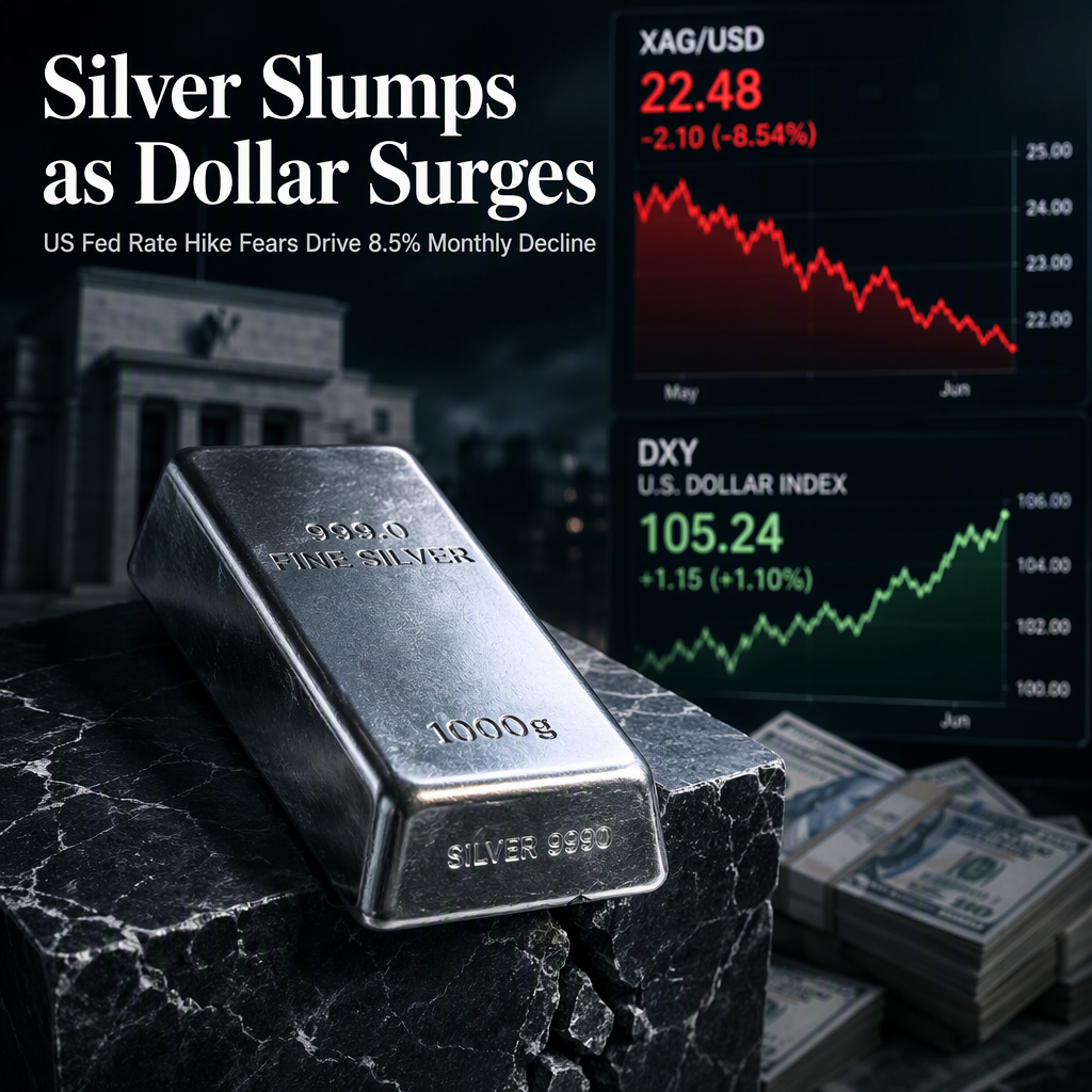 Silver Slides to Two-Month Lows as US Dollar Strength and Fed Expectations Weigh on Prices