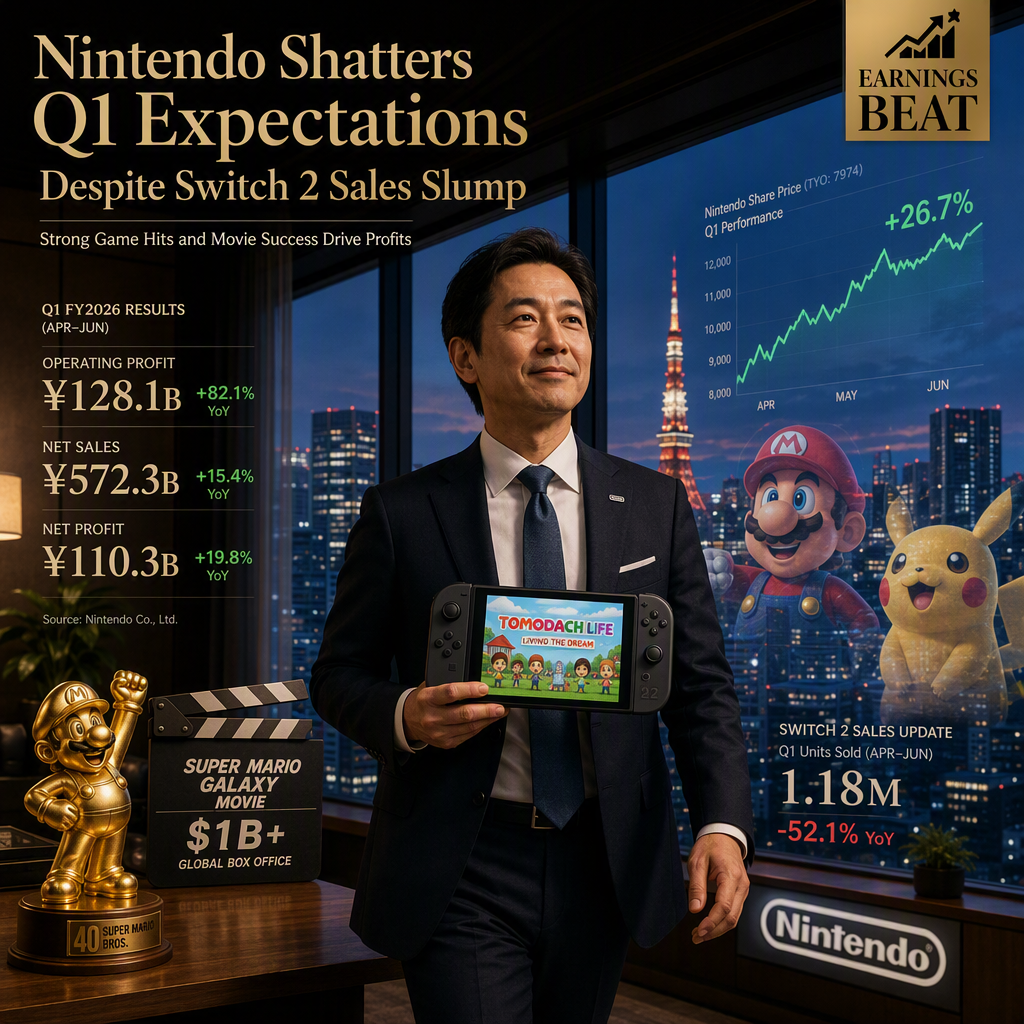 Nintendo Surpasses Q1 Profit and Revenue Estimates Despite Sharp Switch 2 Sales Decline
