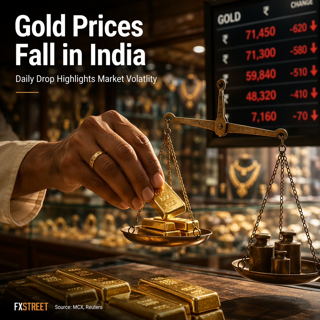 Gold Prices Decline in India, Marking Daily Drop According to FXStreet Data