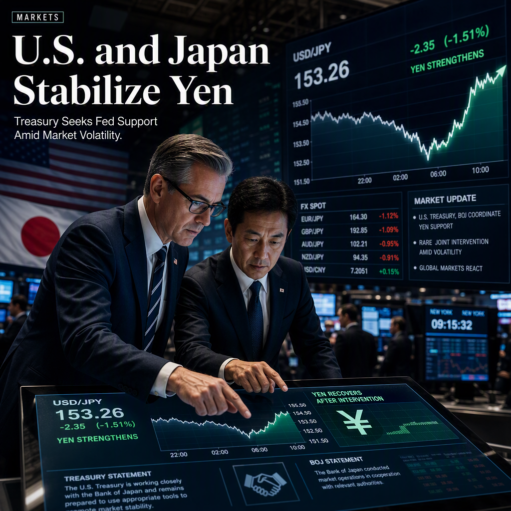 U.S. and Japan Coordinate Rare Yen Intervention; Treasury Seeks Fed Support to Avoid Treasury Market Disruption