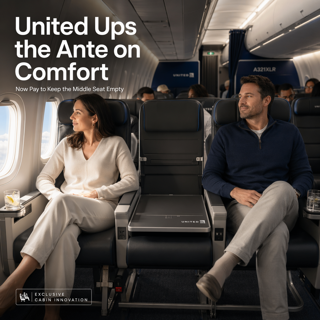 United Airlines Introduces Paid Empty Middle Seat Option on Airbus A321XLR