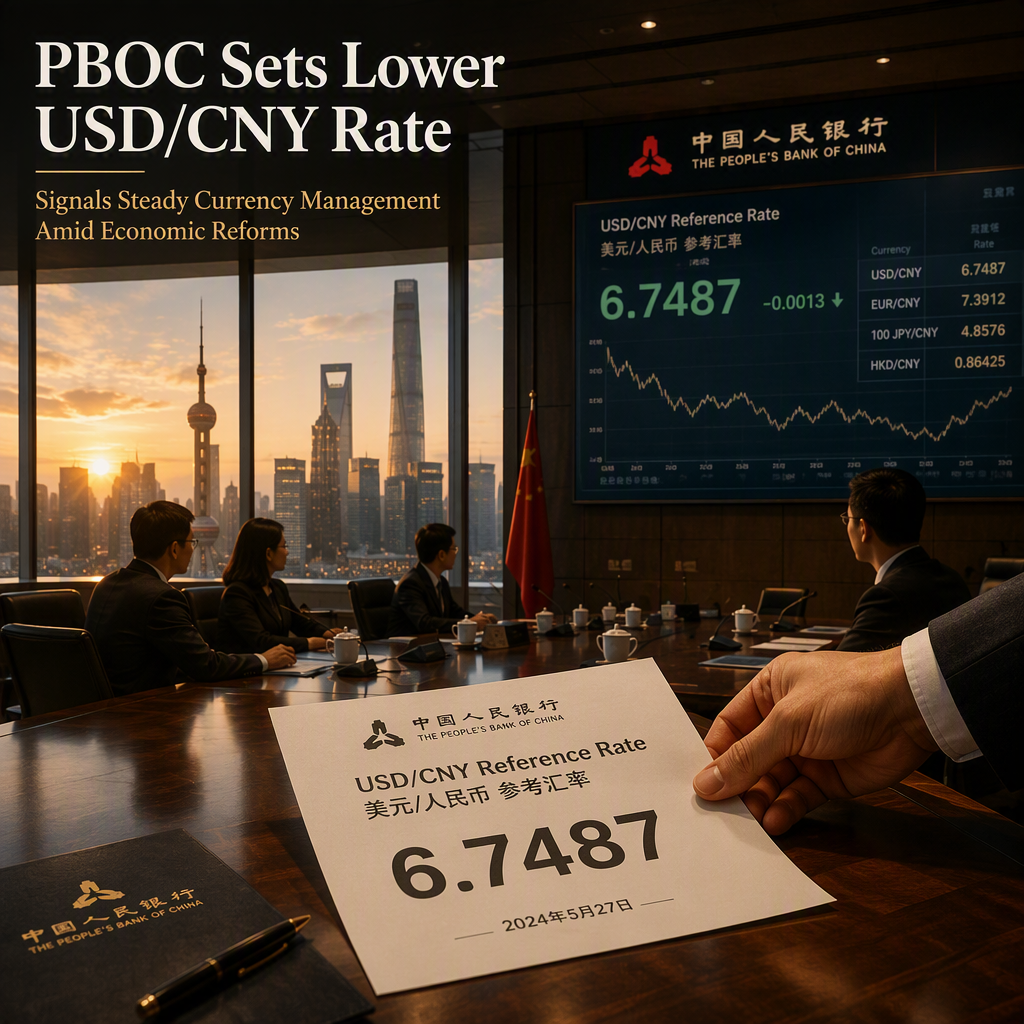 PBOC Sets USD/CNY Reference Rate Lower at 6.7487, Signaling Currency Stability Efforts