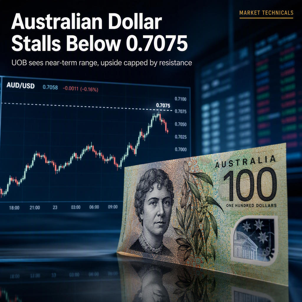 Australian Dollar Faces Resistance at 0.7075 Amid Overdone Retreat, Says UOB