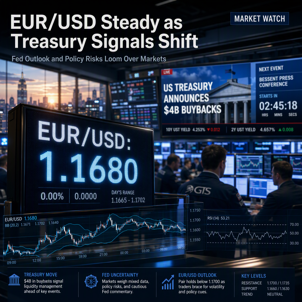 EUR/USD Holds Steady Below 1.1700 as US Treasury Actions and Fed Outlook Shape Market Sentiment