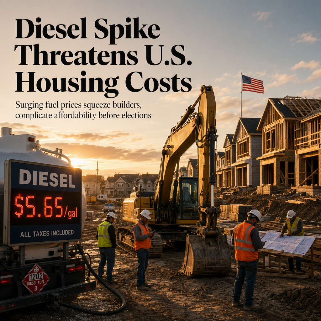 Surging Diesel Prices Add Pressure to U.S. Home Construction and Housing Affordability Ahead of Elections