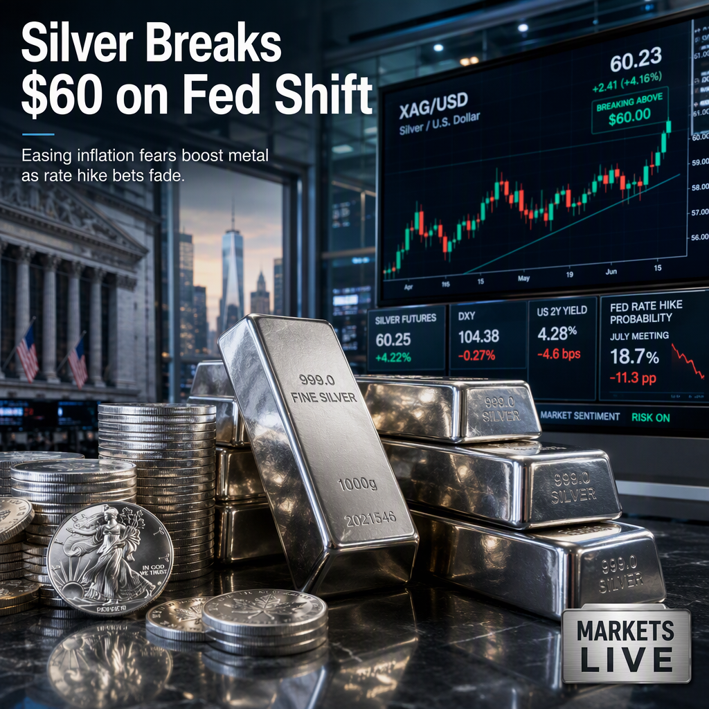 Silver Surges Above $60 as Easing Inflation Fears Dampen Fed Rate Hike Bets
