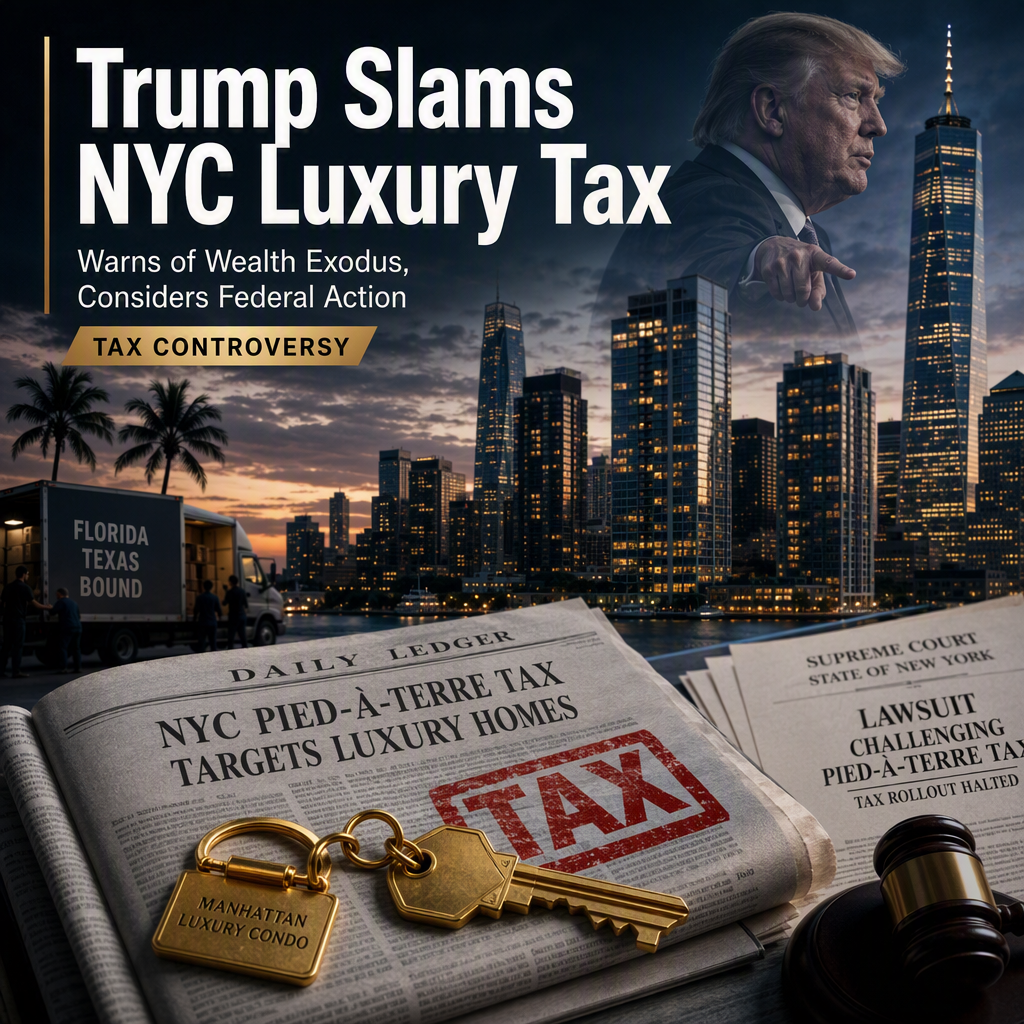 Trump Criticizes NYC Pied-à-Terre Tax, Warns of Wealth Exodus and Considers Federal Intervention