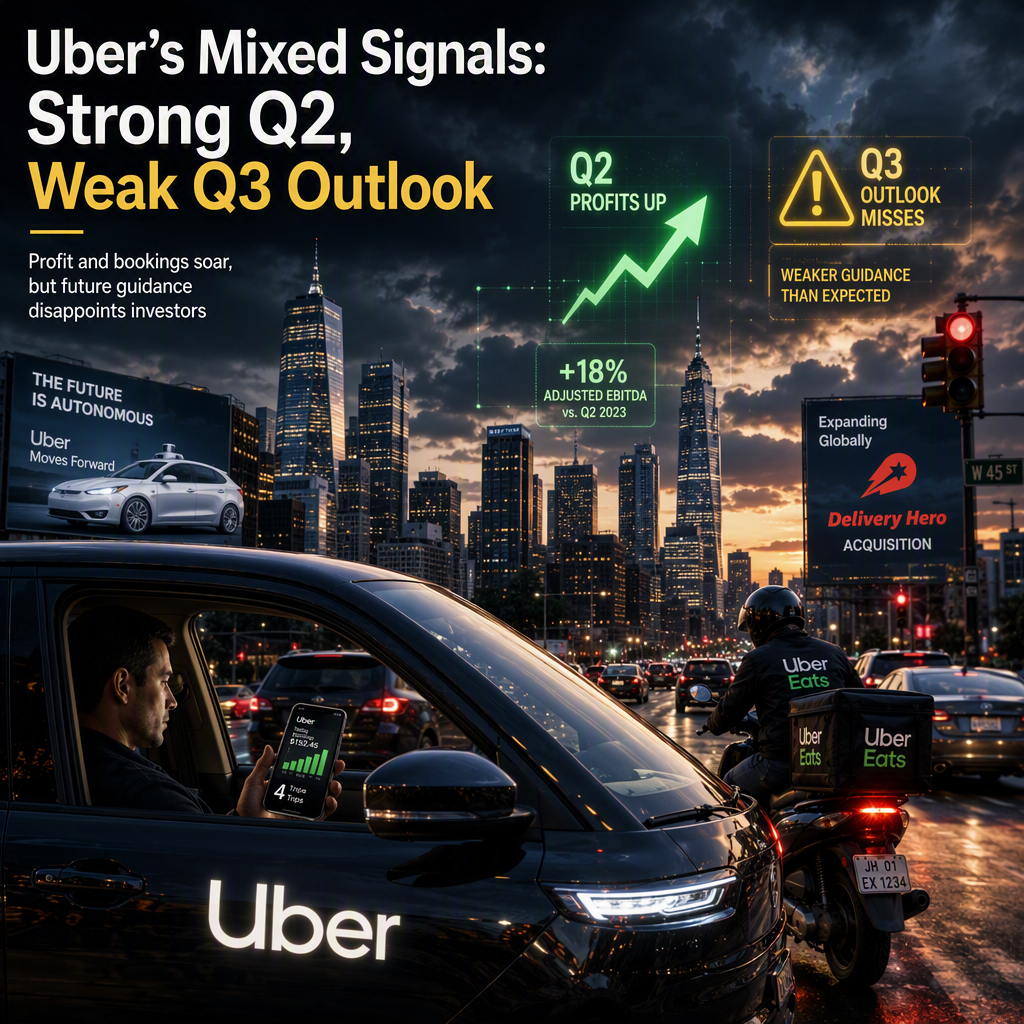 Uber Issues Weak Q3 Forecast Despite Strong Q2 Profit and Bookings Growth