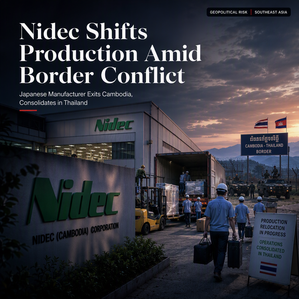 Nidec to Exit Cambodia Production Amid Thailand-Cambodia Border Conflict, Shifts Operations to Thailand