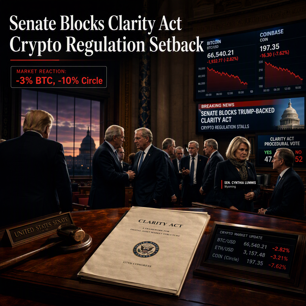 Senate Blocks Trump-Backed Clarity Act, Delivering Major Setback to Crypto Regulation Efforts