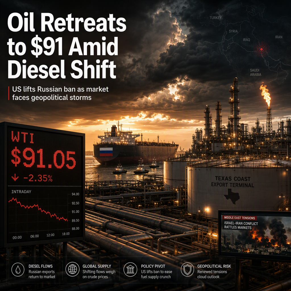 WTI Oil Falls to $91 as US Lifts Russian Diesel Ban Amid Geopolitical Tensions