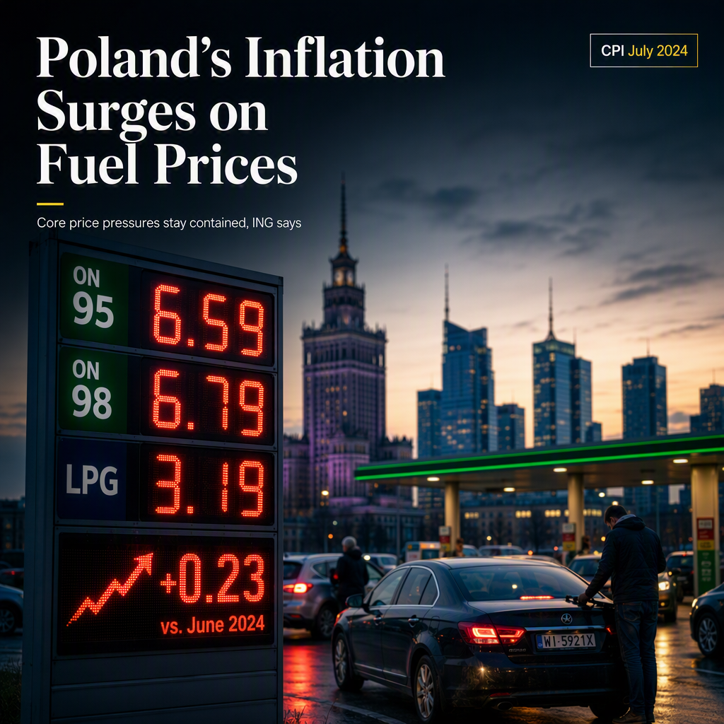 Poland's July Inflation Rises to 3.0% on Fuel Price Surge, Core Pressures Remain Contained