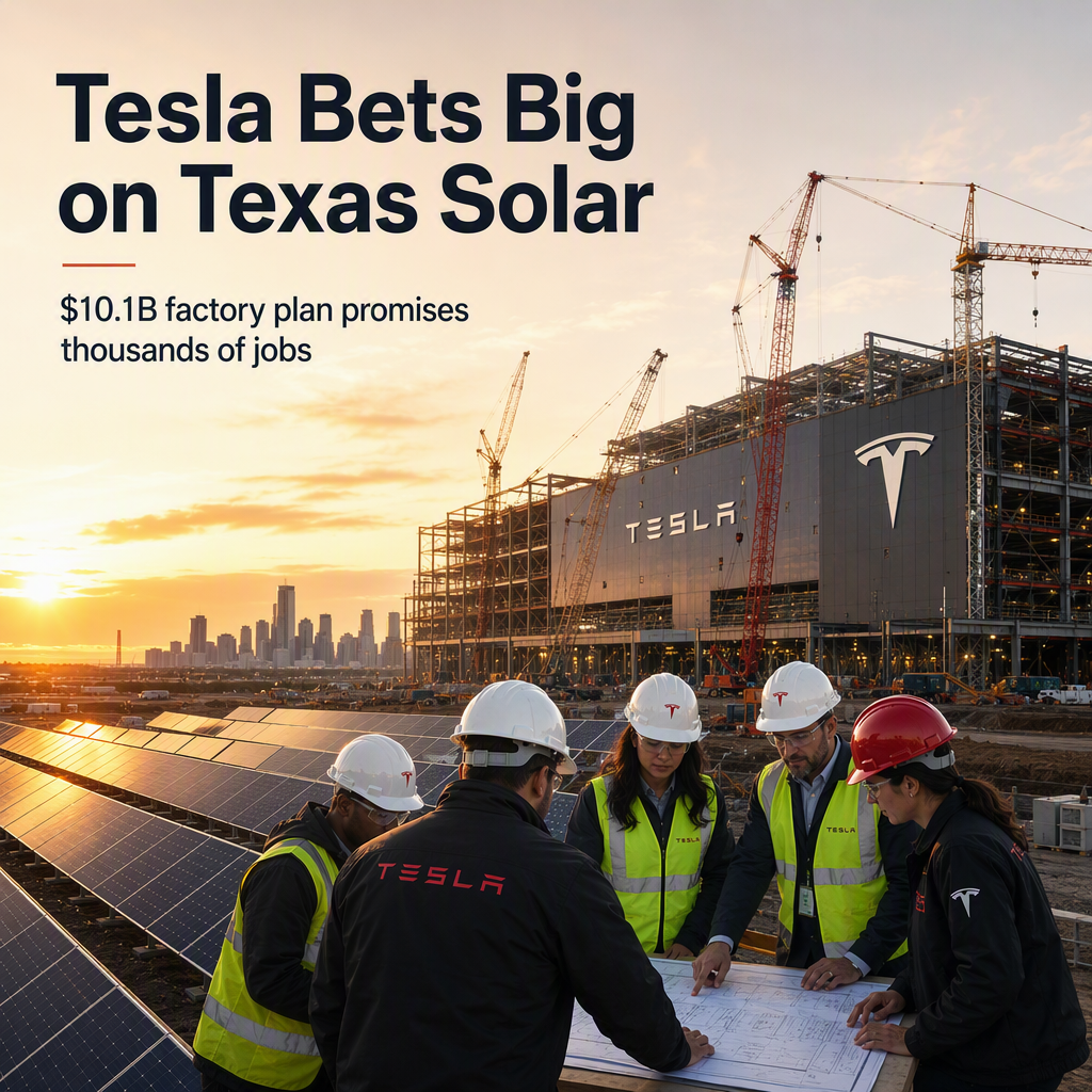 Tesla Unveils Plans for $10.1 Billion Texas Solar Cell Factory, Promising Thousands of Jobs