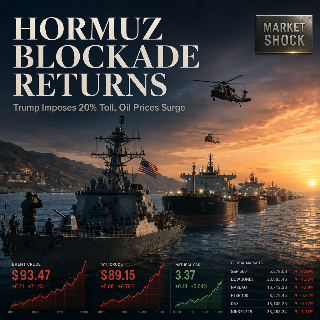 Trump Reinstates Hormuz Blockade, Imposes 20% Toll on Cargo, Sending Oil Prices Soaring